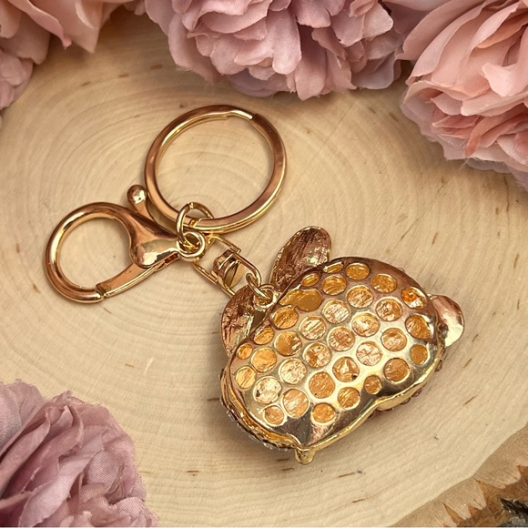 Pale Pink and Silver Crystal Bunny Rabbit Keychain Charm - Picture 10 of 12